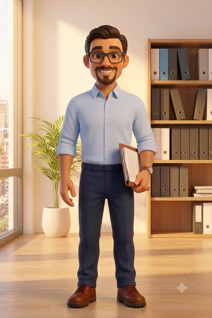 Asesor contable de Big Consultores con la carpeta de documentos de la empresa